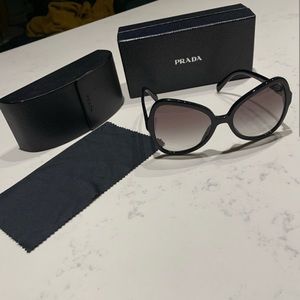 PRADA Black SPR 05S Black Sunglasses 56mm with case